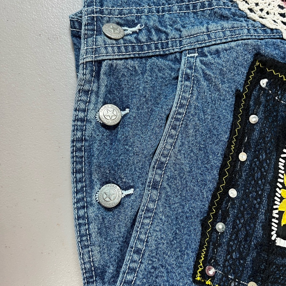 Faded Glory Floral Patchwork Denim Jumpsuit - Picture 15 of 17